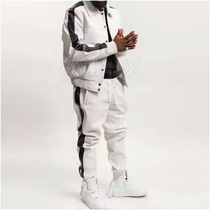 Online Casual Fashion Wear Leather <b>Tracksuit</b> For Men Hot Sale Customized Men Leather <b>Tracksuit</b> For Sale - Product Image 5