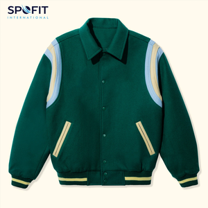 Veste bomber varsity vintage streetwear en laine chenille 100% personnalisée OEM pour homme, col montant, broderie de lettres - Product Image 6