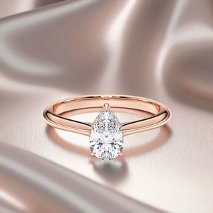 Juego de puntas de diamante de moissanita de forma redonda y pera de 1,14 quilates, anillo de compromiso solitario hecho en plata para mujer - Product Image 3