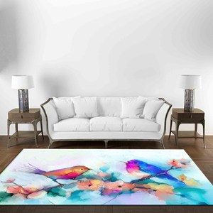 Tapis imprimé d'oiseaux colorés : Tapis d'appoint antidérapant, tapis en chenille - Product Image 4