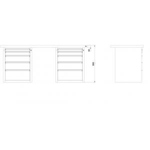ANKE Banco da Lavoro Combinato V/T-BL 2000 x 750 x 850 mm LxTxH 2x5 Cassetti - Product Image 4