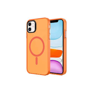 Netzy SAFA pour MagSafe Compatible Frosted Transparent C-Pro Coque de protection rigide pour iPhone 11 13 Pro Max XR 14 Plus-Orange - Product Image 1