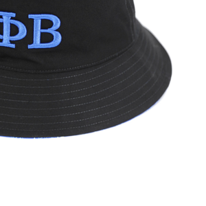 Zeta Phi หมวกทรงถังสีดำแบบกลับด้านได้พร้อมปักตัวอักษรกรีก100ผ้าฝ้ายเสื้อคลุมสั่งทำหมวกและหมวกเพื่อชีวิตชาวกรีก - Product Image 5