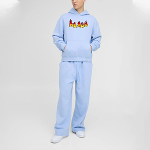 Ropa de calle de hombre con logotipo personalizado, conjuntos de joggers de lana de peso pesado sólido, chándal cómodo, transpirable, cintura elástica, Invierno - Product Image 4