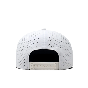 Vente en gros Logo personnalisé 6 panneaux Casquette de baseball imperméable Perforé Performance Laser Cut Cap Respirant Blanc Chapeaux de golf pour unisexe - Product Image 5
