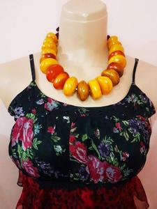 Collar de Cuentas de Resina Ámbar Hecho a Mano para Mujer, Estilo Vintage, Joyería Ligera para Fiestas y Uso Diario - Product Image 4