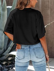 เสื้อครอปไซส์ใหญ่พิเศษสำหรับผู้หญิงเสื้อยืดทรงหลวมลำลองแขนสั้นฤดูร้อนสไตล์แฟชั่น - Product Image 4