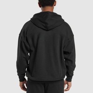 Sweat-shirts à capuche pour hommes à fermeture éclair, épaules tombantes, surdimensionnés, sweat-shirt lourd pour hommes, sweat-shirt fonctionnel à double fermeture éclair pour hommes - Product Image 4