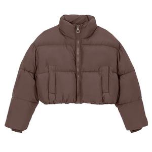 Parkas chauds d'hiver pour femmes veste bouffante rembourrée à manches longues avec manteaux à capuche mi-longs de couleur unie - Product Image 1