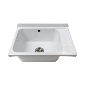 Lavabo Rettangolare Moderno in Pietra - 58x38 cm, da Parete, Finitura Opaca, per Uso Alberghiero - Product Image 1
