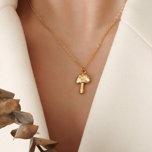 ขายส่งสร้อยคอจี้เห็ดชุบทองสแตนเลส - Product Image 3