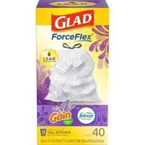 Glad ForceFlex Sacs poubelle de cuisine de 13 gallons de hauteur, Gain Lavender , 40 sacs - Product Image 5