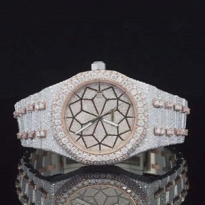 Edición limitada Lujo Miyota Cuarzo Zafiro Cristal Reloj de dos tonos Función de fecha automática Caja de acero inoxidable Iced - Product Image 4