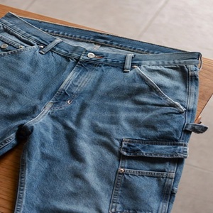 Jeans en denim tissé robuste délavé pour homme, coupe droite, style streetwear |   Vêtements de travail personnalisés avec logo OEM en gros - Product Image 3