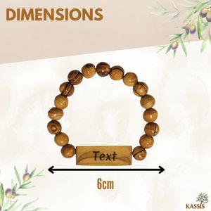 Olive Wood Bead Bracelet 6 cm Custom <b>Engraved</b> Wooden Jewelry Handmade in Bethlehem - Product Image 4