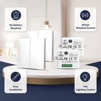 Interrupteur mural sans fil SIXWGH RF433 auto-alimenté à 2 boutons, télécommande sans batterie, 10A, étanche, interrupteur d'éclairage