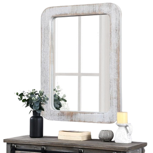 Trusted Manufacturer Wooden <b>Mirror</b> <b>Wall</b> <b>Mirror</b> <b>Wall</b> Mounted White <b>Hanging</b> Round <b>Wall</b> <b>Mirror</b> Farmhouse Decorative for Bathroom - Product Image 1