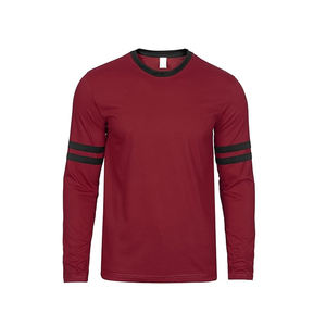 Nouveaux hommes décontracté à manches longues coton sweat unisexe surdimensionné Vintage t-shirt couleur-bloqué côtelé poignets américain grande taille - Product Image 6