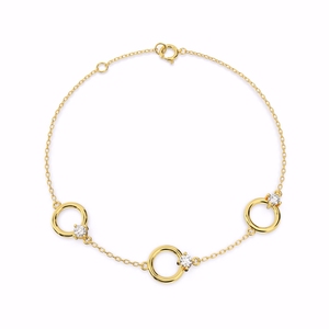 สร้อยข้อมือชุบทองสีเหลือง10K สไตล์วินเทจรูปทรงกลมประดับด้วยหิน CZ สำหรับเป็นของขวัญหรืองานปาร์ตี้ผลิตในเวียดนาม - Product Image 1