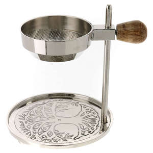 Porte-encens fini argent dernier modèle avec bouton en bois de forme ronde parfum d'air décor de bureau à domicile - Product Image 3