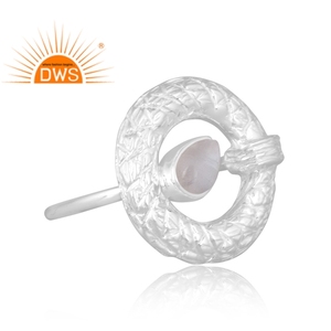 Vente chaude Fine Sterling Silver Natural Rainbow Moon Stone Gemstone Bague empilable Fabricant de bijoux personnalisé - Product Image 2