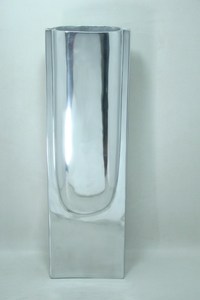 Juego de jarrones de flores de alta calidad de diseño moderno de dos macetas con acabado plateado de aluminio para decoración del hogar, sala de estar y dormitorio - Product Image 2