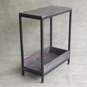 Natural Solid Wood <b>Computer</b> <b>Table</b> with Iron Frame Simple Design Laptop/Printer Stand with Drawer KCPU68015 - Product Image 6