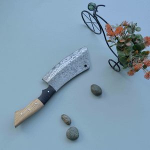 Couteau de couperet à viande à lame en acier inoxydable durable professionnel conception pleine soie manche en bois antidérapant ambidextre passe au lave-vaisselle - Product Image 1