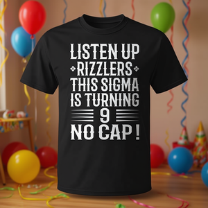 T-shirt per il 9° compleanno di ragazzi e ragazze di 9 anni. Questa maglietta promozionale di Sigma Is Turning - Product Image 3