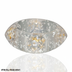 Brazalete de Resina Transparente Gruesa con Láminas de Oro y Plata, Brazalete Acrílico Geométrico Facetado - Product Image 3