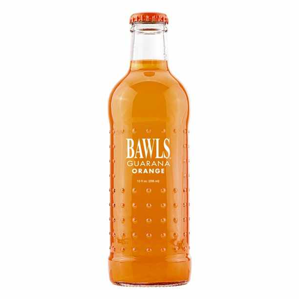 Bawls Guarana Mandarin Orange Soda Caffeinated Soda Energy Drink Glass
