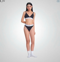 Ensemble de sous-vêtements bikini triangle en coton biologique certifié GOTS OEKOTEX pour femme, avec logo personnalisé, faible MOQ, à armatures, écologique, fabriqué au Vietnam