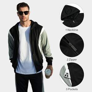 Venta al por mayor de sudaderas con capucha de los hombres de cremallera completa de algodón Patchwork polar con bordado impreso espacios en blanco conjuntos de ropa de invierno - Product Image 4