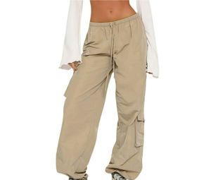 <b>Women</b> High <b>Waist</b> Multi Utility Pockets Straight Leg Cargo Pants Style Stacked <b>Trousers</b> Plus Size Pants - Product Image 4