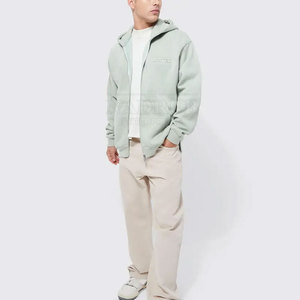 เสื้อมีฮู้ดลายนูนสำหรับผู้ชายทรงโอเวอร์ไซส์สไตล์สตรีทสีแบบกำหนดเองจำนวนมาก - Product Image 3