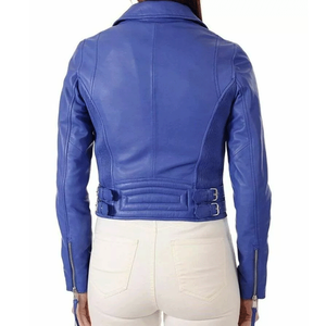 Chaqueta de cuero de piel de cordero roja para mujer auténtica 100%, moda de motociclista ajustada con características transpirables - Product Image 6