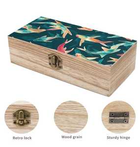 Hermosa caja de madera hecha a mano Mango Acacia Pino Madera Esmalte estético Impresión Colgante de pared Almacenamiento de joyas Caja de madera decorativa - Product Image 4