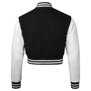Best Selling Women Cropped <b>Jacket</b> Letterman Crop <b>Jackets</b> <b>for</b> Women Wool Body Leather Sleeve Lettermen <b>Jackets</b> - Product Image 2