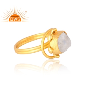 Venta caliente 925 plata esterlina 18K chapado en oro Natural Arco Iris Luna anillo de piedras preciosas Demi joyería fina para mujer regalo para ella - Product Image 4