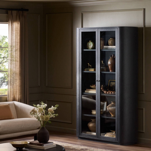 Vitrina de Madera Maciza de Mindi con Curva Obsidiana para Sala de Estar - Product Image 4