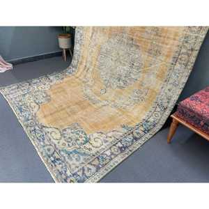 5.9x9.6 ft Rug, Turkish Vintage Rug, <b>Brown</b> Oriental <b>Wool</b> Rug - Product Image 3