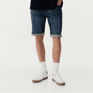 Shorts en jean pour homme, délavés à l'acide, avec strass personnalisés, double genouillère vintage, déchirés, cargo ample et baggy - Product Image 6