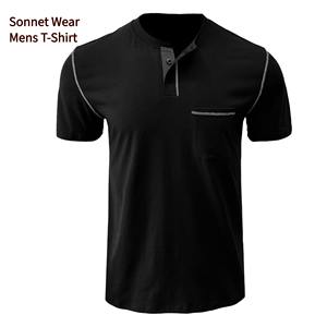 Camiseta de bolsillo para hombre, cómoda, suave, contraste sólido - Product Image 5