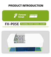Terrain de padel extérieur flexible avec toit ouvrant et fermant, panoramique, avec toit en tente