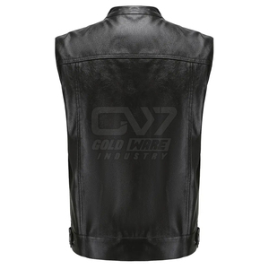 OEM de alta calidad de los hombres de moda Chaleco de cuero por encargo Venta caliente de los hombres Chaleco de cuero con logotipo personalizado Chaleco de cuero - Product Image 2