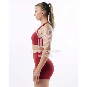 Ropa de gimnasio para mujer superventas, 2 uds., sujetador suave y ligero y conjunto de pantalones cortos, nuevo diseño, pantalones cortos de algodón de talla grande - Product Image 5