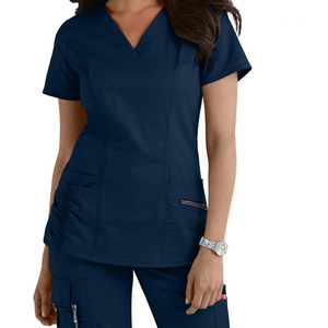 New Arrival Custom Made <b>Scrubs</b> Top Women Summer V Neck Casual Short Sleeve Basic <b>Work</b> Shirt Nursing Uniform Quick-drying - Product Image 4