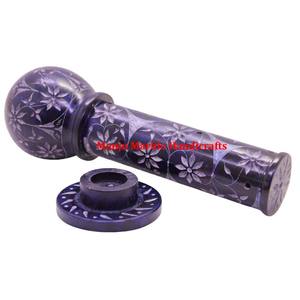 Quemador de incienso curvo a mano de esteatita y soporte de palo para regalo religioso hindú - Product Image 3