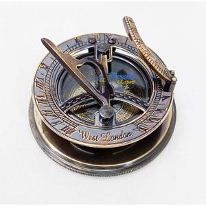 Antique Brass Sundial <b>Compass</b> With Wooden Box <b>Vintage</b> Maritime Navigation Instrument - Product Image 6