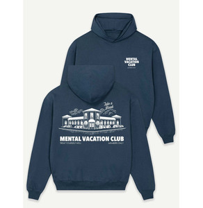 Sudadera con capucha de algodón de gran tamaño personalizada Sudadera azul Nray Mental Vacation Club Heavy Sudadera con capucha de gran tamaño - Product Image 1